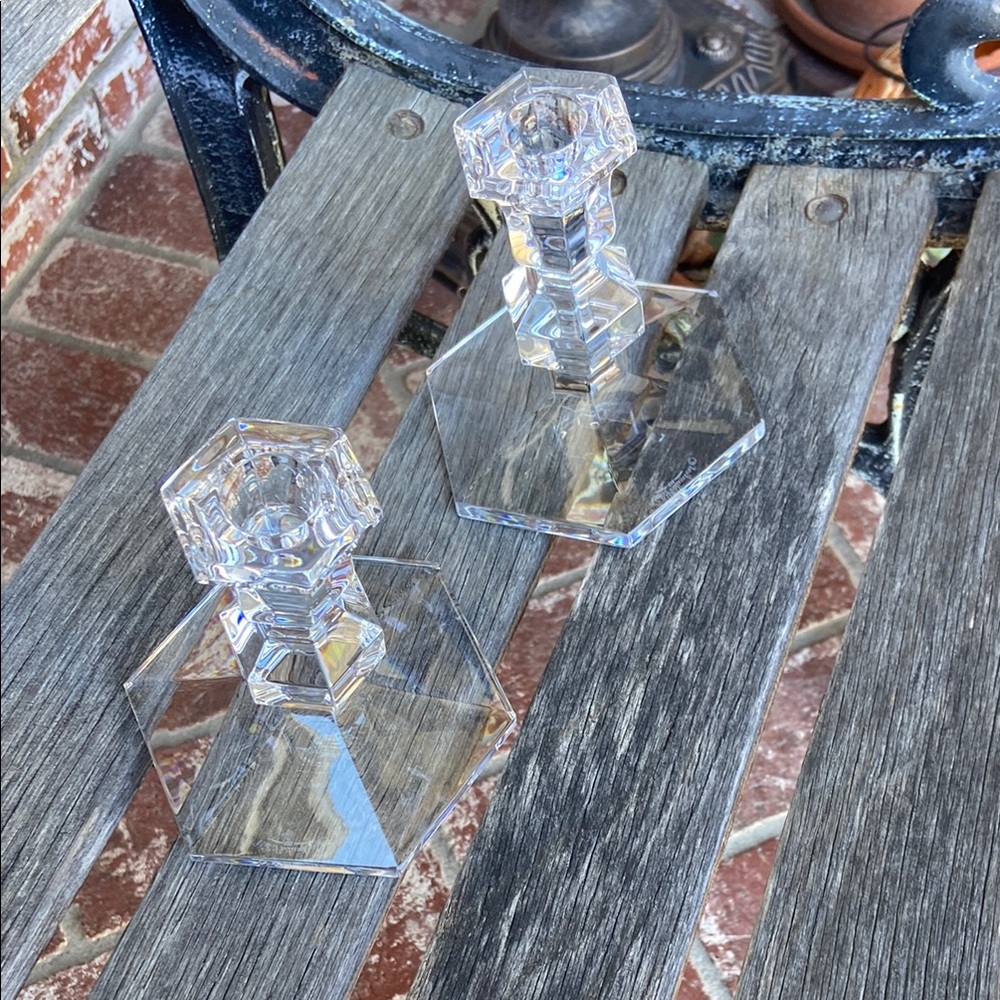 Val St. Lambert Crystal Candle Holders